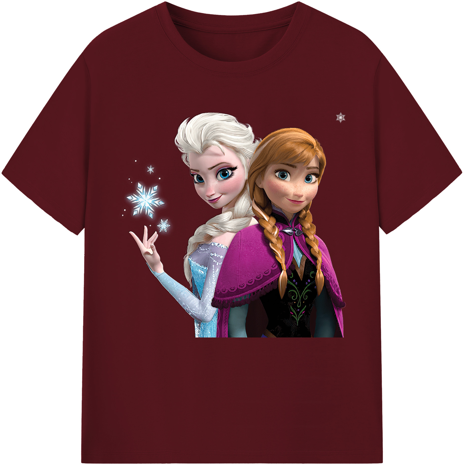 （画像用） アナと雪の女王 アンナ エルサ Frozen Anna Elsa 綿100％半袖Tシャツ（フロントプリント）